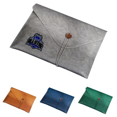 Leather A4 Document Button Pouch Folder