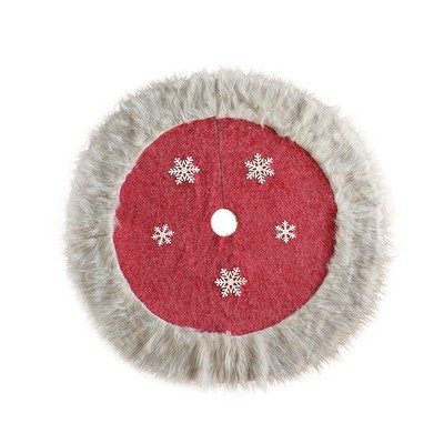 Plush Edge Red Snowflake Christmas Tree Skirt 75-100cm