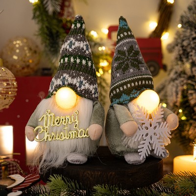 Christmas Light Up Rudolph Figurine Glowing Gnome Ornament with Red Nose