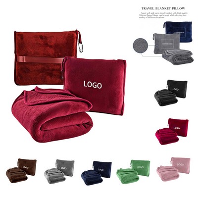 Travel Airplane Blanket Pillow with Soft Bag--60"L x 50"W