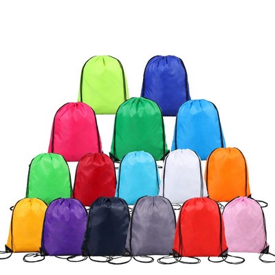 210D 13.4" × 16.5" Polyester Drawstring Backpack---2 Color Imprint