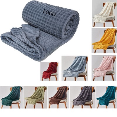 Small Plaid Solid Color Flannel Blanket
