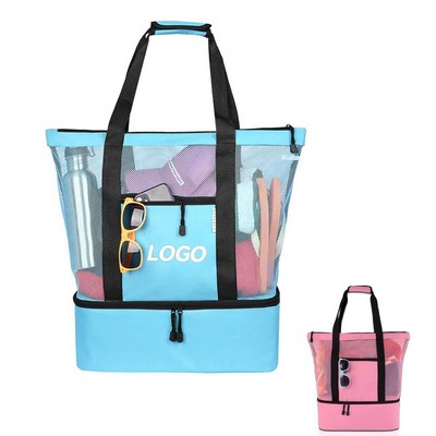 Insulated Mesh Beach Tote Bag