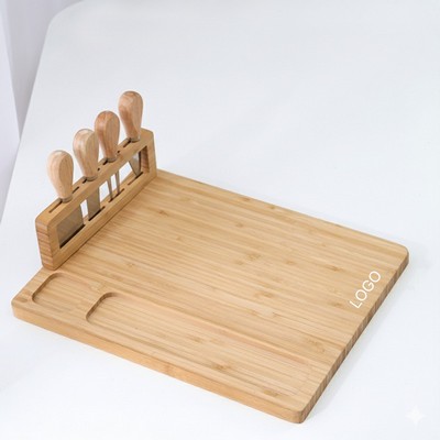 Bamboo Cutting Board 4pcs Set Board with Knife Fork