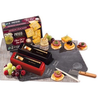 Genuine Slate Serving Plate with Shelf Stable Wisconsin Cheese