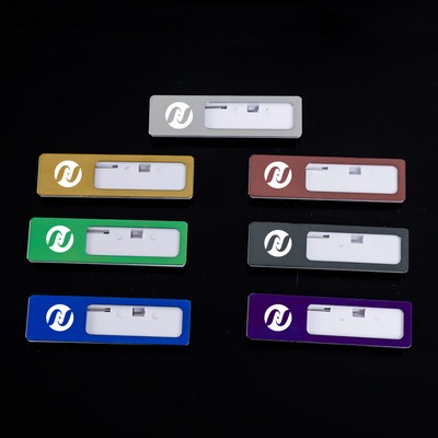 Professional Aluminum Alloy Name Tags Nameplate Badge with Safety Pin & Window #6