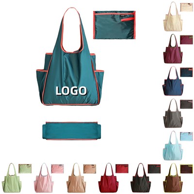 Color Block Large Capacity Foldable Storage Bag