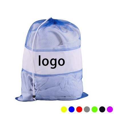 Durable Large Mesh Drawstring Laundry Bag