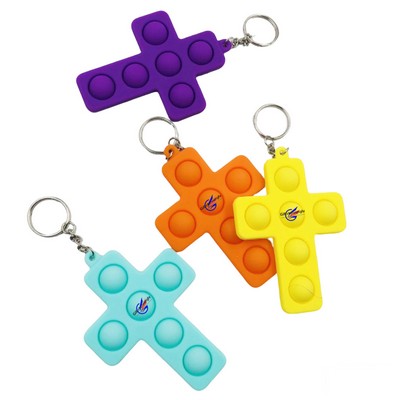 X-Shaped Dimple Fidget Toy Keychain