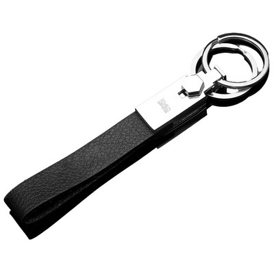 Custom Men Genuine leather Metal Keychain