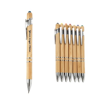 Bamboo Ballpoint Pen with Stylus