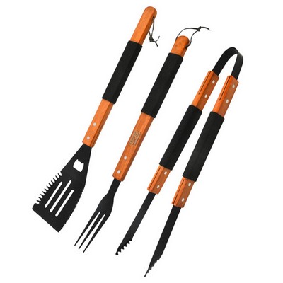 Outdoor Wooden Handle Stainless Steel Barbecue Tool Set