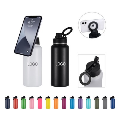 32oz Vacuum Sports Water Bottle w/ Magnetic Phone Holder