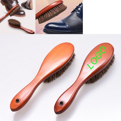 Beech Wood Horsehair Long Handle Shoe Brush Leather Cleaner