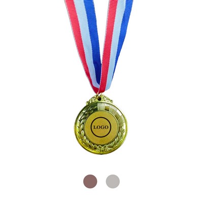 Winner Award Medals with Neck Ribbon for Sports Competitions Gold Silver Bronze