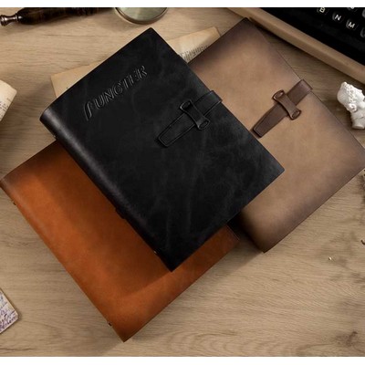 A5 Soft Vintage Leather Binder Notebook W/ Pen Holder