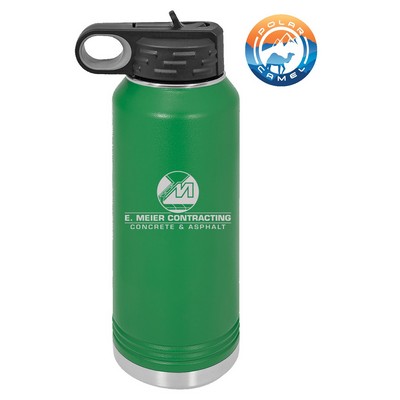 Green Polar Camel 32 oz Water Bottle with Easy Flip Top Lid & Straw - Laser Engraved