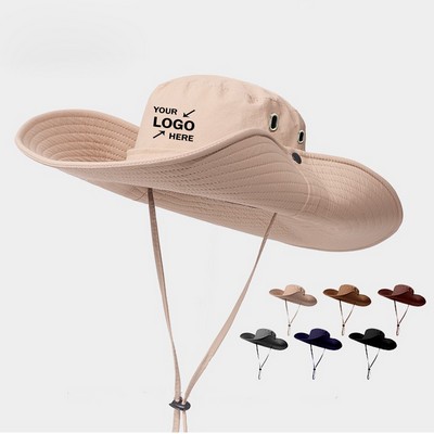 Windproof Wide Brim Sun Protection Bucket Hat