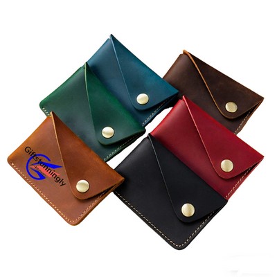 Cowhide Snap Button Coin Purse