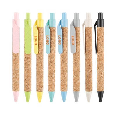 Eco Cork Wheat Straw Retractable Pen