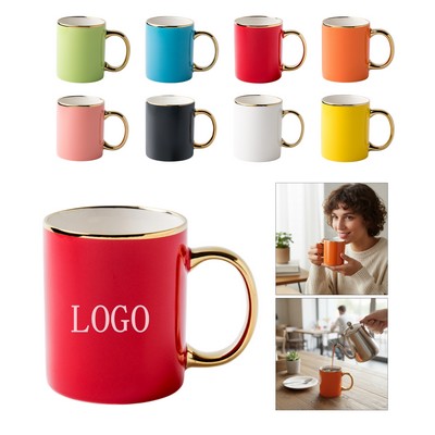 Premium Gold Rim Ceramic Mug Set 12 oz