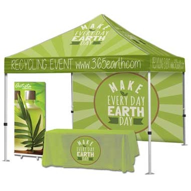 Steel Event Tent Package #3 – Steel Tent + Full Back Wall + Throw + Banner Stand