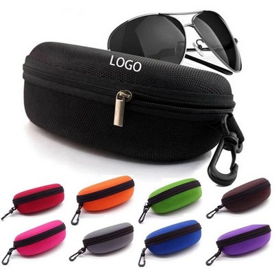 Portable Oxford Cloth Sunglasses EVA Hard Case Zipper Clip