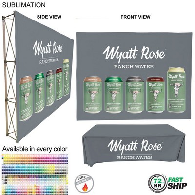 72Hr Fast Ship - Tradeshow booth package Ultra, 10' Straight Fabric Wall and Premium 8' tablecloth