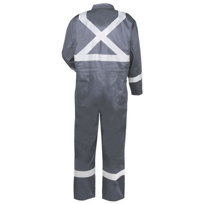 Black Stallion CF2216-GY 9 OZ FLAME-RESISTANT COTTON REFLECTIVE TAPE COVERALLS