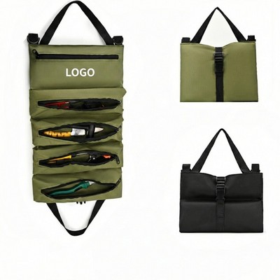Heavy-Duty 5-Pocket Canvas Tool Roll Organizer
