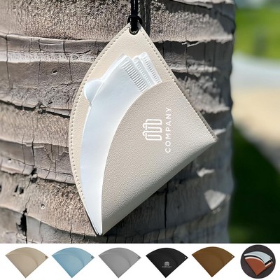 Fan Shaped PU Leather Coffee Filter Storage Bag