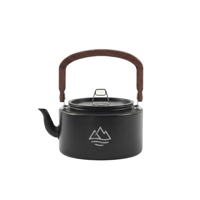 1.2L Hard Anodized Aluminum Camping Kettle with Wood Handle