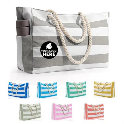 Spacious Zippered Beach Tote