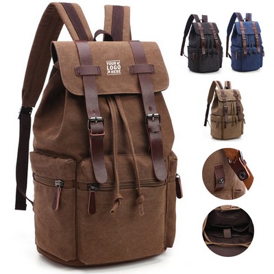 Classic Canvas Backpack with Leather Accents