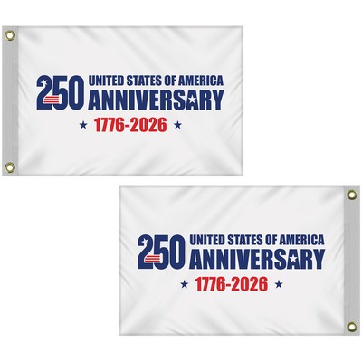 2' x 3' Double Sided White America 250 Anniversary Flag