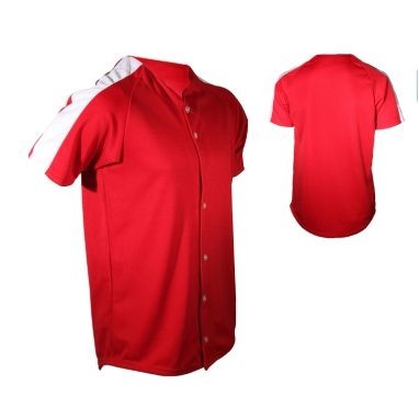 Adult Pro-Weight Textured Mesh Pro-Style Full Button Jersey Shirt w/ Contrasting Sleeve Panel