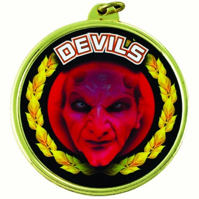 2 ¼" TM Series Academic Medal w/Red Devils Mascot Mylar Insert