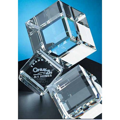 Crystal Standing Beveled Cube Award (3"x3")