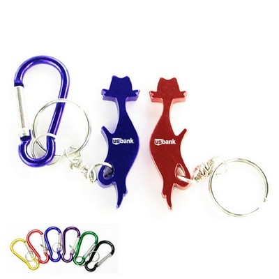 Stylish Cat / Kitten Shape Aluminum Bottle Opener & Carabiner
