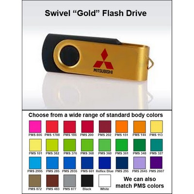 Swivel Gold Flash Drive-512 MB Memory
