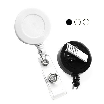 Blank Round Plastic Badge Reel w/Alligator Clip