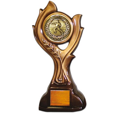 Stock 15" Victory Trophy- 2" Karate Coin With Engraving Plate