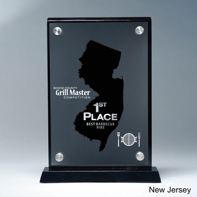 Frosted Lucite NJ State Cutout on Risers Award