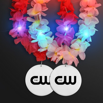 Light Up Hawaiian Leis with Custom White Medallion - PRINTED