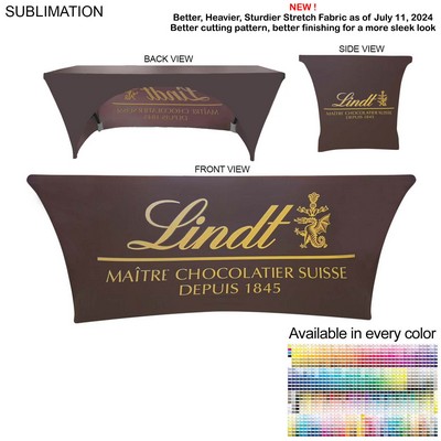 Sublimated Stretch Curved Fit Table Throw for 6ft table, 3 sided, Open Back