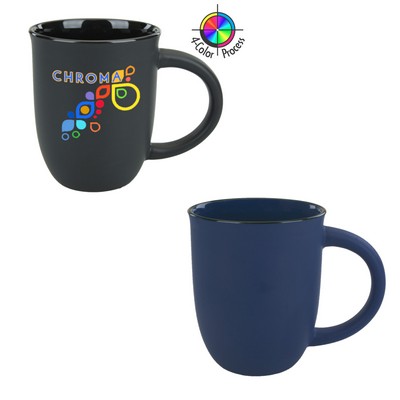 14 Oz. Satin Matte Royal Blue Salem Mug with Black Halo - Dishwasher Safe - Full Color