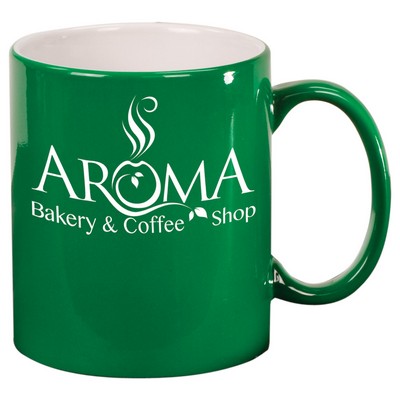 11 Oz. Green Ceramic Round LazerMug
