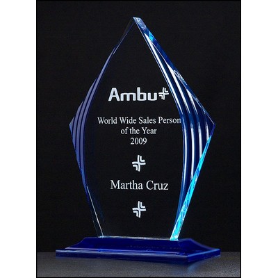 Flame Series Acrylic Award w/Blue Accented Upright & Base (5.875"x 8.75")