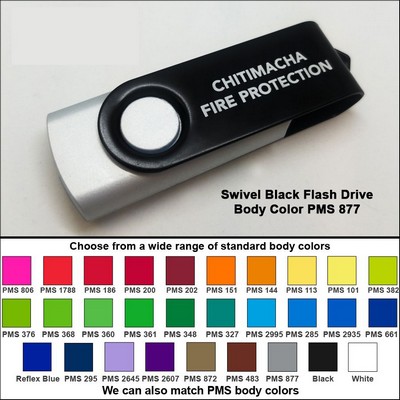 Swivel Black Flash Drive - 512 MB Memory - Body PMS 877