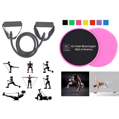 Promotek iBank® Exercise Band + Fitness Sliders (Pink)